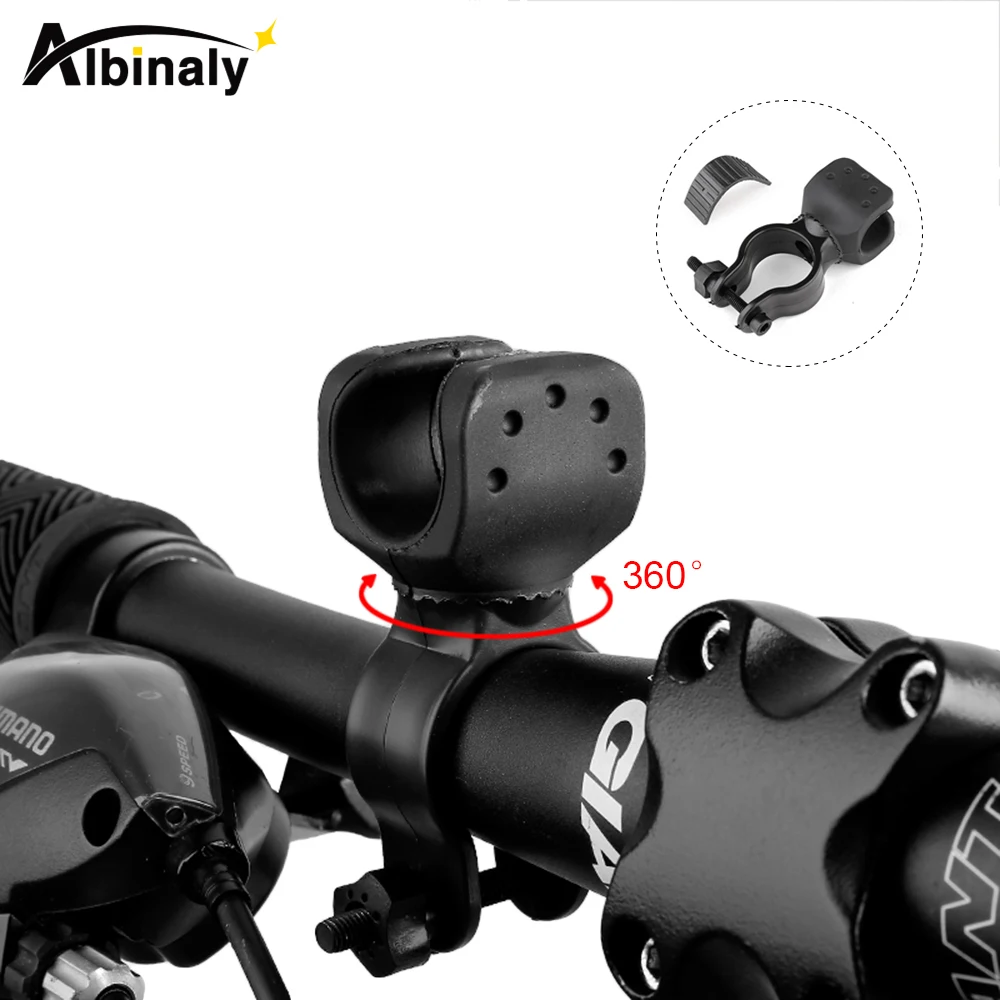 

U-shaped bicycle headlight clip can be adjusted with flashlight bracket 360 rotating with non-slip rubber washers.
