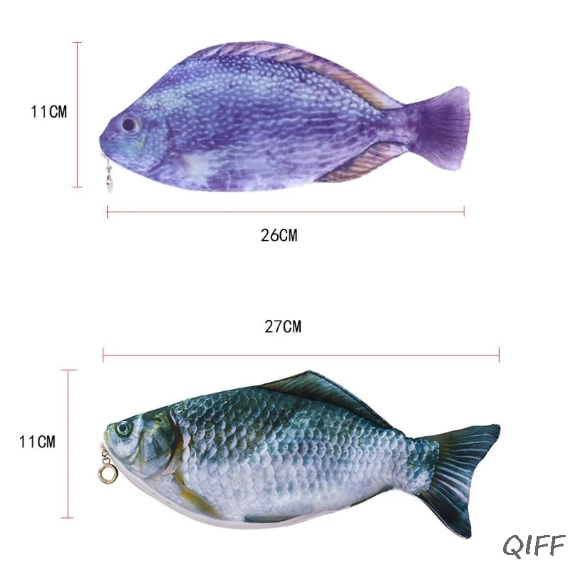 Милый 3D чехол-карандаш на молнии с изображением рыбы, студенческий Женский смешной кошелек, кошелек, пенал-сумочка