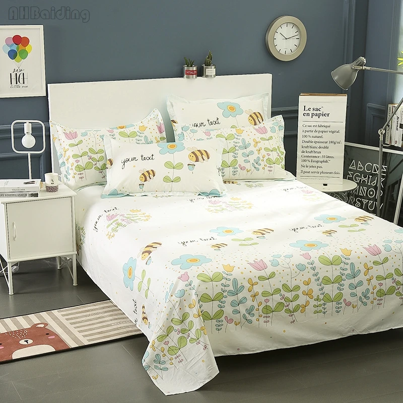 

Home Textile Cartoon Hardworking Bee Bed Sheet 100% Cotton Fabric Flat Sheets 120x230cm/160x230cm/180x230cm/200x230cm/230x250cm