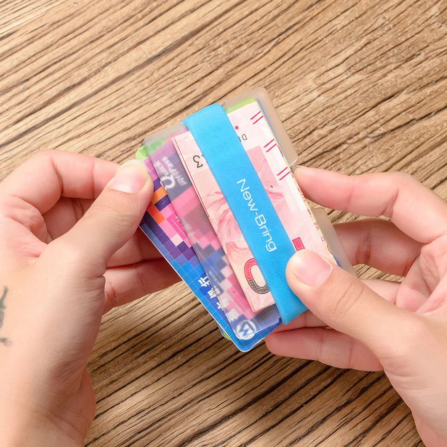 NewBring Mini Credit Card Holder Summer Fluorescence Man Business Card Money Small Wallet ID Holder Polycarbonate Clip Women