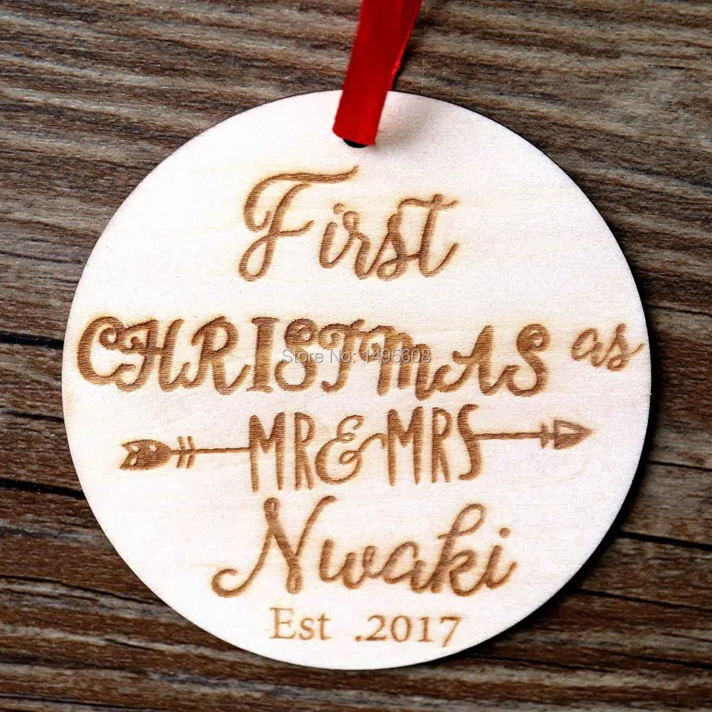 Our First Christmas Ornament, Personalized Christmas Ornament, Mr and Mrs Ornament, Wedding Gift