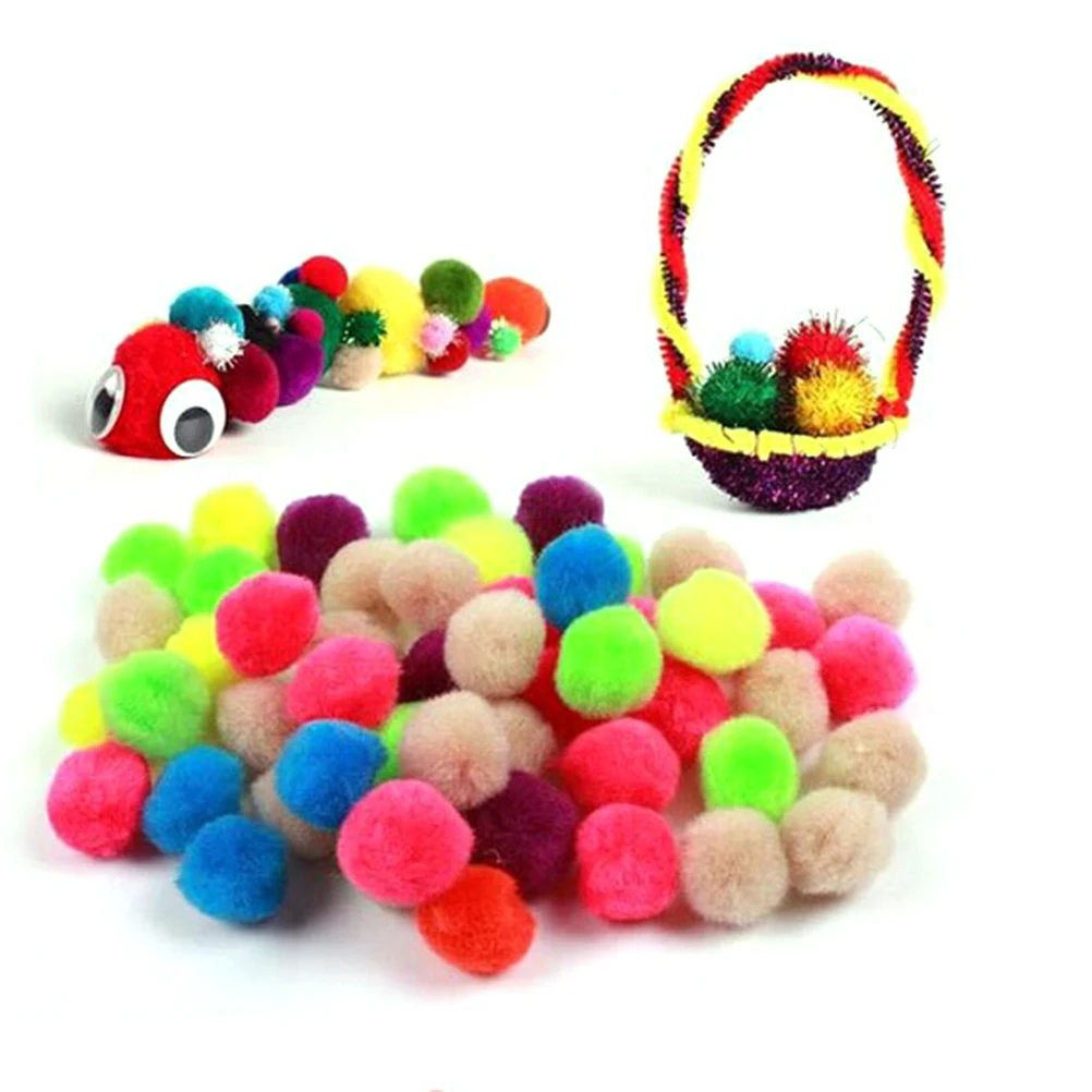 100 pcs 25mm Ассорти Pom Poms пушистые шары для DIY Creative ремесленные украшения DIY игрушки (разноцветные)