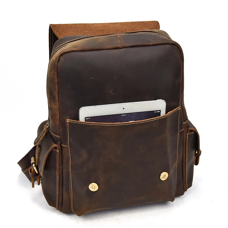Front Pocket of Woosir Leather Backpack