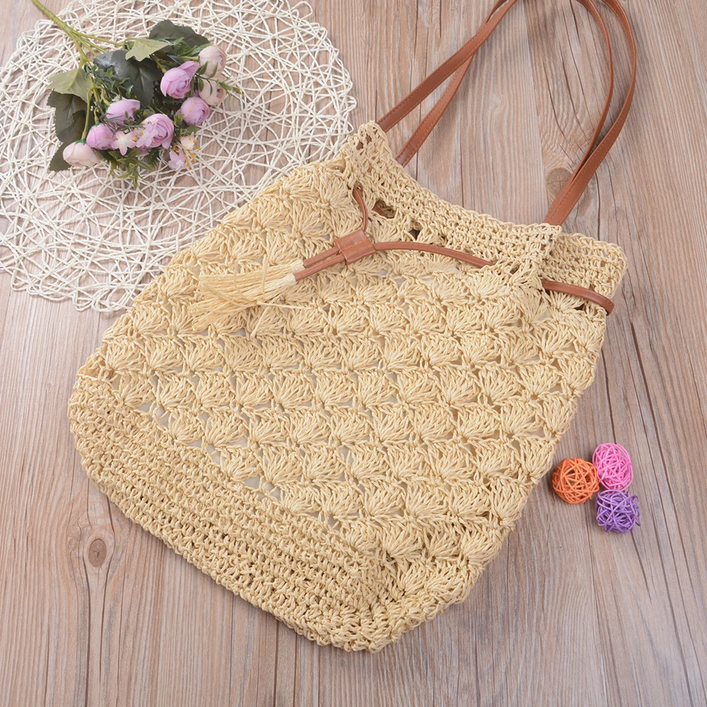 

Women Straw Bag Handwoven Round Rattan Handbags Knitted Crossbody Bag Tote Straw Beach Bag Vintage Handmade Casual