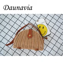 Daunavia бренд соломенная сумка полу-круглая сумка женский мини плетеная Сумка из ротанга ежедневно крючком летняя пляжная сумка Роскошные Сумки