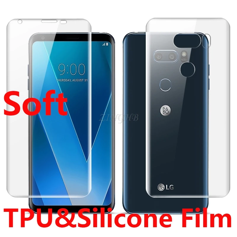 

2 Pcs Front & Back Soft High Clear Auto Fixed TPU Screen Protector Film for LG V30 6.0" Anti-Scratch Film +Retail Packing