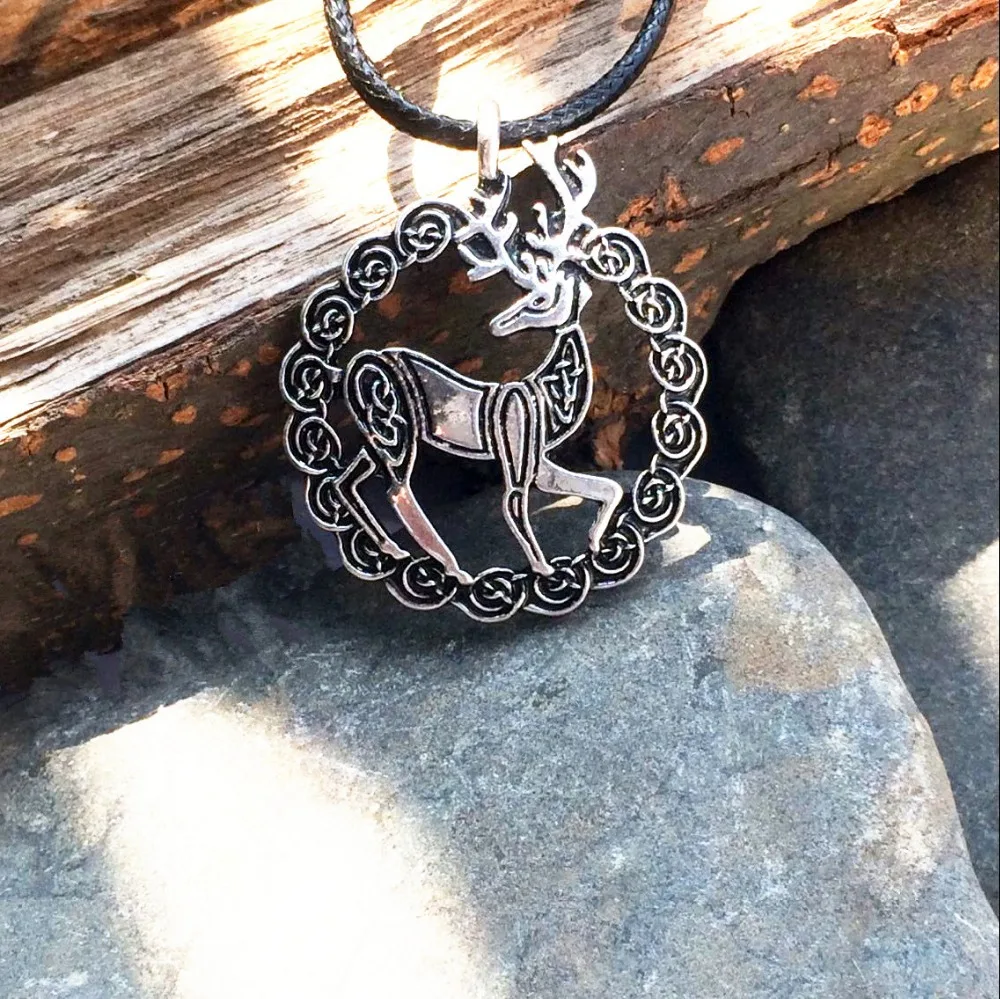 

Norse Viking Jewelry Handmade God Deer Pendant Necklace With Celtics Symbol Talisman Amulet Necklace