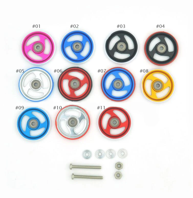 

2 Pairs 19mm Aluminum Rollers EVO 94734 Guide Roller with Plastic Ring Spare Part for Tamiya Mini 4WD Racing Car Model