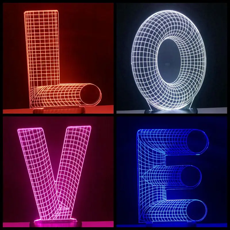  New Multicolor 3D Alphabet Letter LED Night light Colorful Desk Atmosphere Baby Sleep Lamp Kids Fam