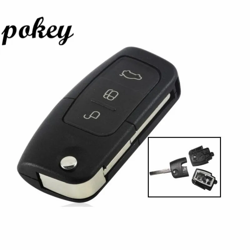 

for Ford 3 Buttons Flip Folding Uncut Car Blank Key Shell Remote Fob Cover Focus Fiesta C-Max S-Max Ka Mondeo Galaxy