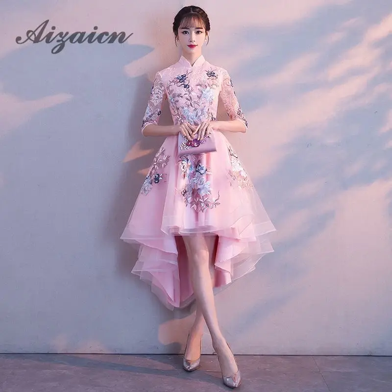 Длинное китайское Восточное вечернее платье Cheongsam с вышивкой элегантные платья