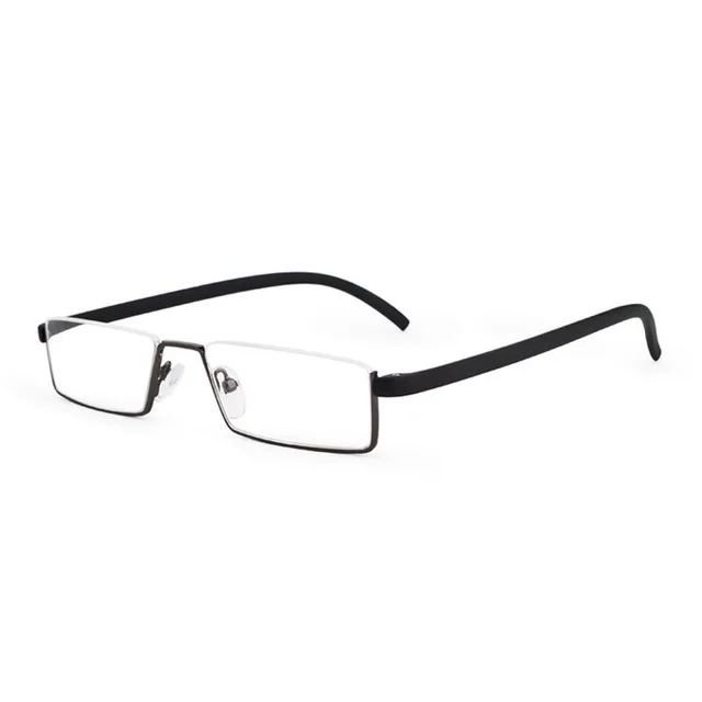 Iboode Нержавеющая сталь с плоскими стеклами и половинной рамкой металлические очки для чтения в форме Для женщин Для мужчин удобные очки TR90 оптические очки с Чехол для очков - Цвет оправы: Black 2.5