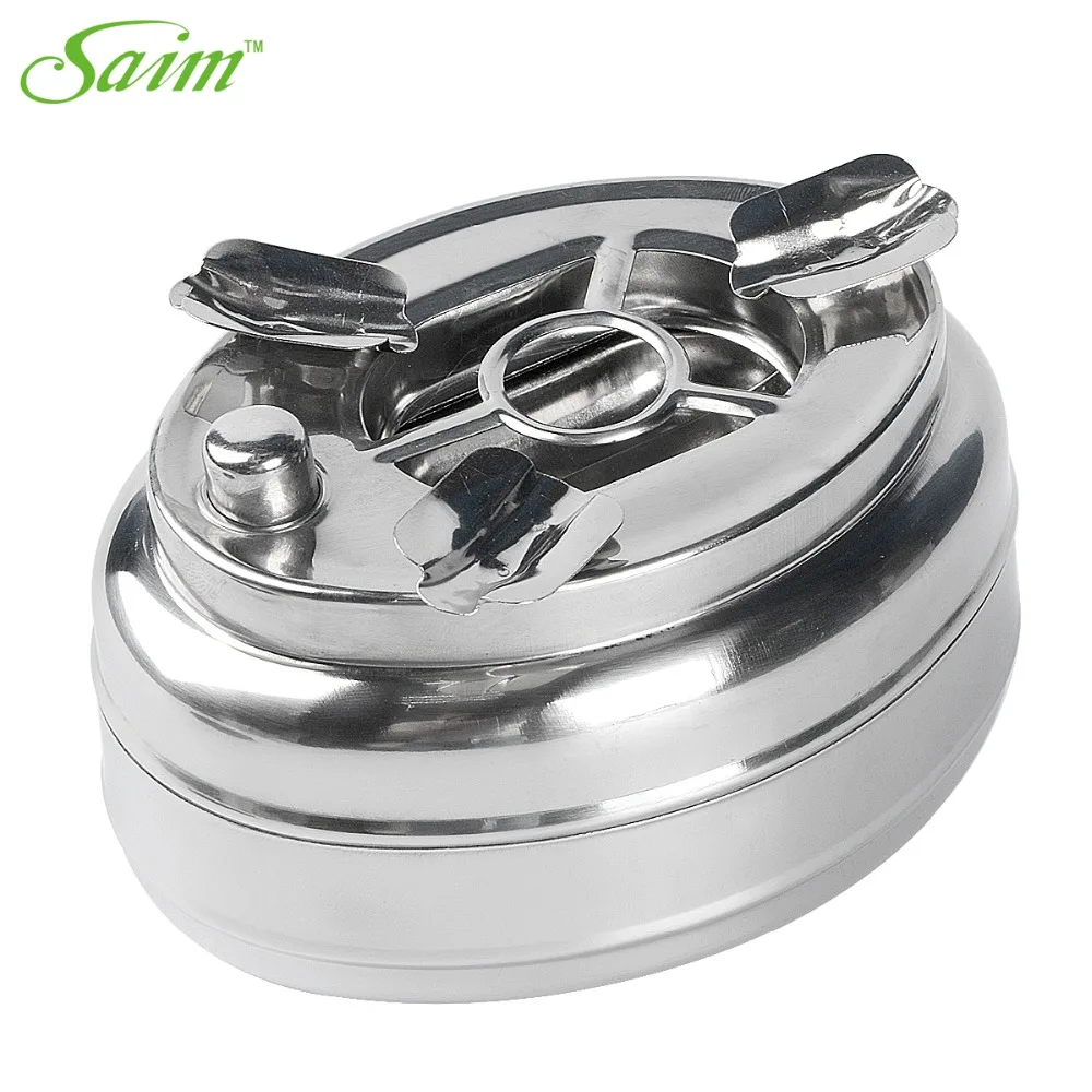 

Stainless Steel Ashtray Windproof Taper Cigarette Cigar Ash Holder With High Quality Button SmokinglessD0000011688