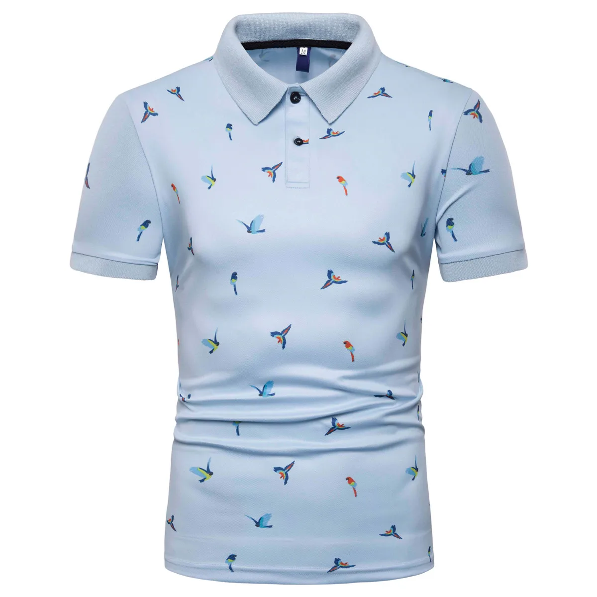 

2019 Summer Adult New Qucik Dry Breathable Polo Shirt Fashion Bird Print Men's Short Sleeve Comfortable Polo Shirt