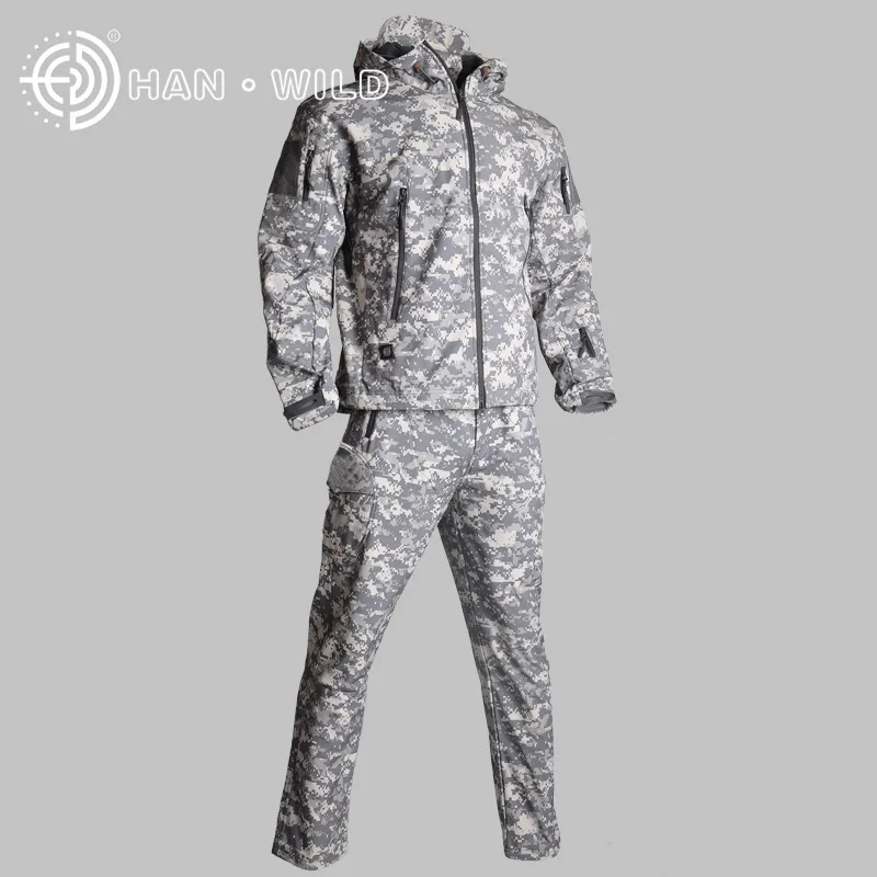 Sharkskin мужские тактические комплекты армейские военные охотничьи костюмы уличная водонепроницаемая ветрозащитная куртка или брюки альпинистская походная одежда - Цвет: ACU