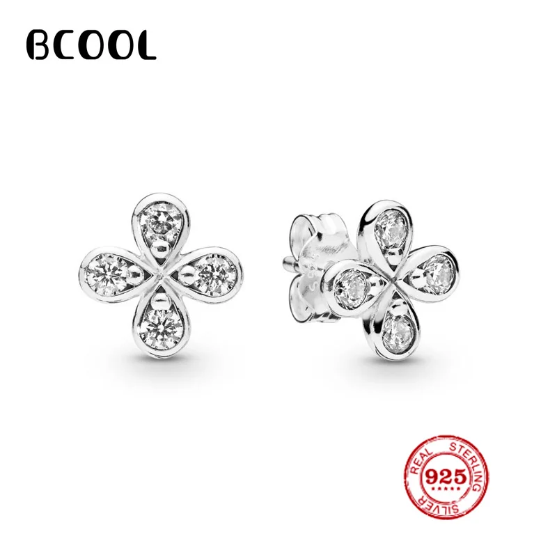

BCOOL 2019 New 925 Sterling Silver Earrings With Four Leaves Of Flowers Are Suitable For Women's Fashion Jewelry Gifts.