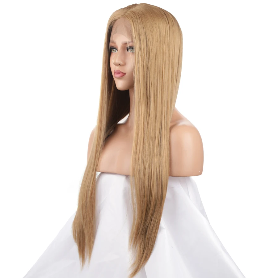 FANXITON парик на кружеве прямые длинные парики синтетический парик на кружеве 24 дюйма светлые парики для женщин 130