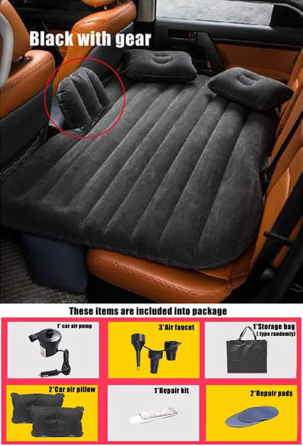 casa nero InflatFun materasso ad aria gonfiabile per auto per sedile posteriore materasso soffiaggio con 2 cuscini per auto//SUV//MVP letto da viaggio per auto con aria elettrica per campeggio