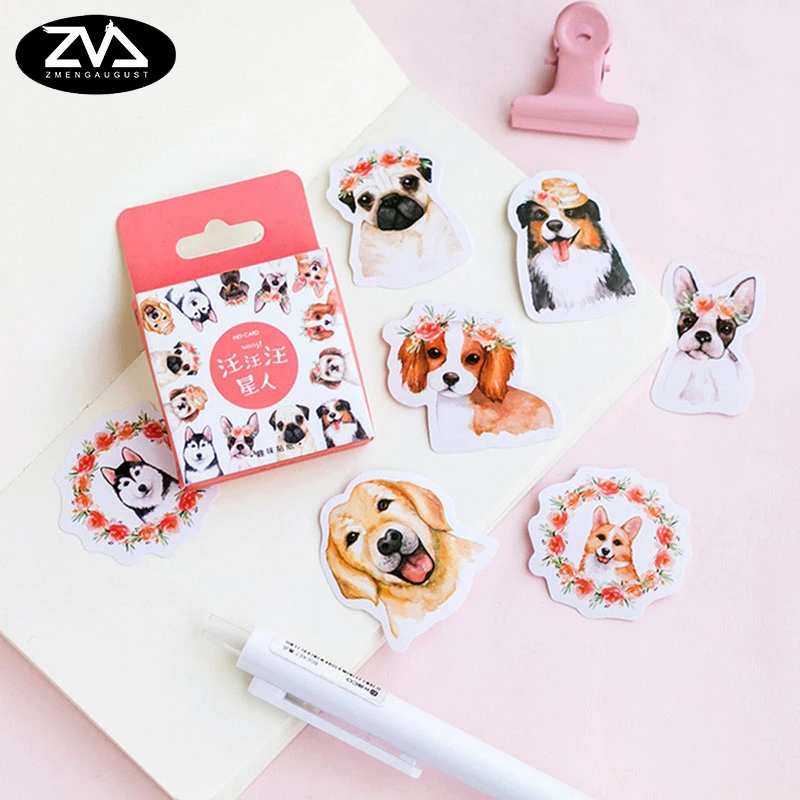 46 шт./кор. забавная Маленькая Собака Kawaii Мини бумажные стикеры для дневника