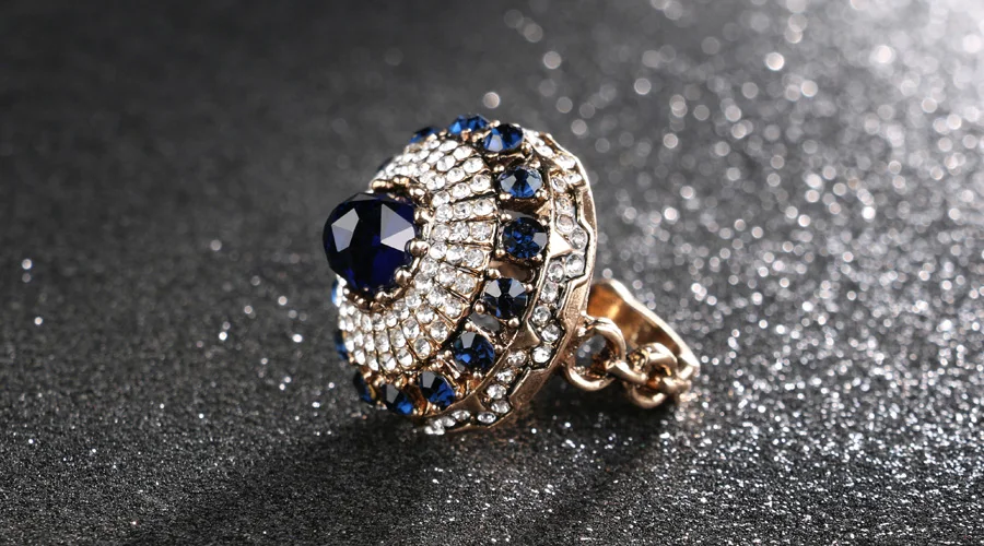 Kinel Горячее предложение, роскошное кольцо с большим натуральным камнем, винтажные античные кольца с кристаллами для женщин, золотые вечерние кольца, подарок на Рождество, турецкое ювелирное изделие