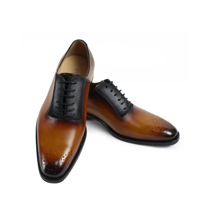 Vikeduo/Коллекция года; винтажные туфли ручной работы в итальянском стиле; Мужские модельные туфли для свадебной вечеринки из натуральной кожи; мужские оксфорды-броги; Zapato Hombre