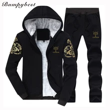 Bumpybeast зимняя мужская спортивная одежда, модные однотонные плотные топы с секциями+ штаны, наборы, повседневная облегающая бархатная Теплая мужская одежда, M-4XL