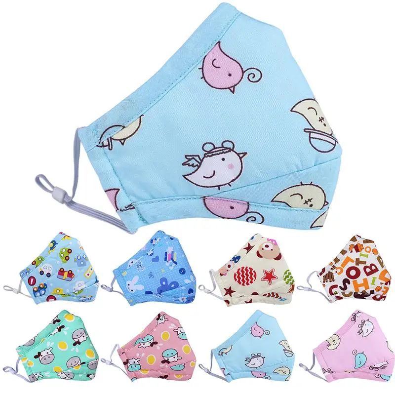 

Mouth Masks Cartoon Printing Dustproof Breathable PM2.5 Kids Cotton Mouth Face Nose Mask Cover With Filter Respirator Anti-Dust