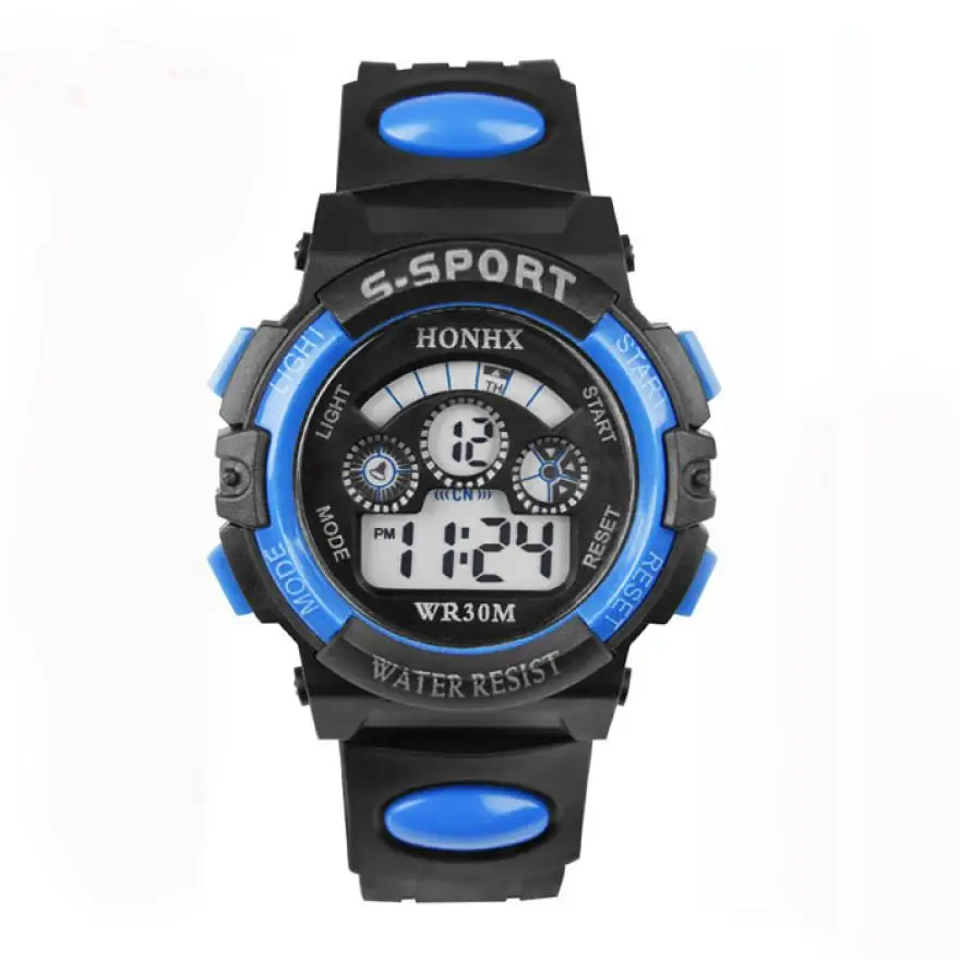 OTOKY водонепроницаемый детский цифровой светодиодный Кварцевый Будильник Дата спортивные наручные часы my11 - Цвет: Blue