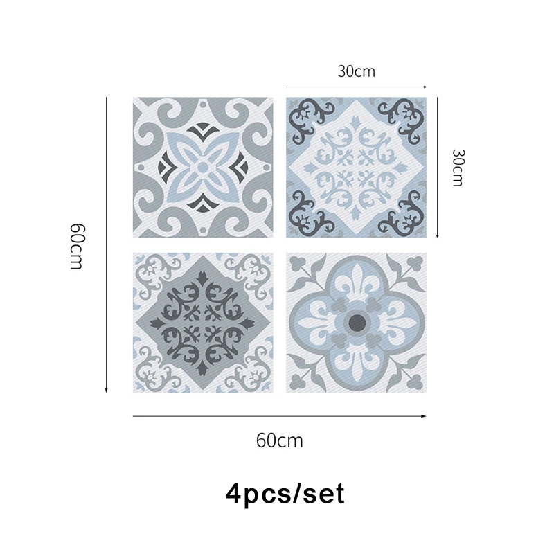 4 шт./компл. Средиземноморский тапочки с узором в виде наклейки Ванная комната земли наклейки Водонепроницаемый настенные Стикеры для домашнего декора расходные материалы - Цвет: 30X30cmX4 pcs