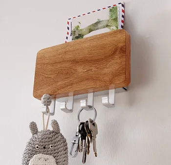 

Decorative wooden key hook hanger / mail / letter rack key storage porch entrance key ring storage rack hall wall hanging