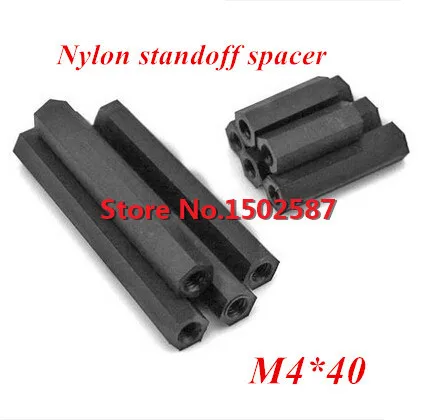 100 шт./лот M4 * 40 черная нейлоновая Шестигранная стойка Female длина мм|spacer bars for