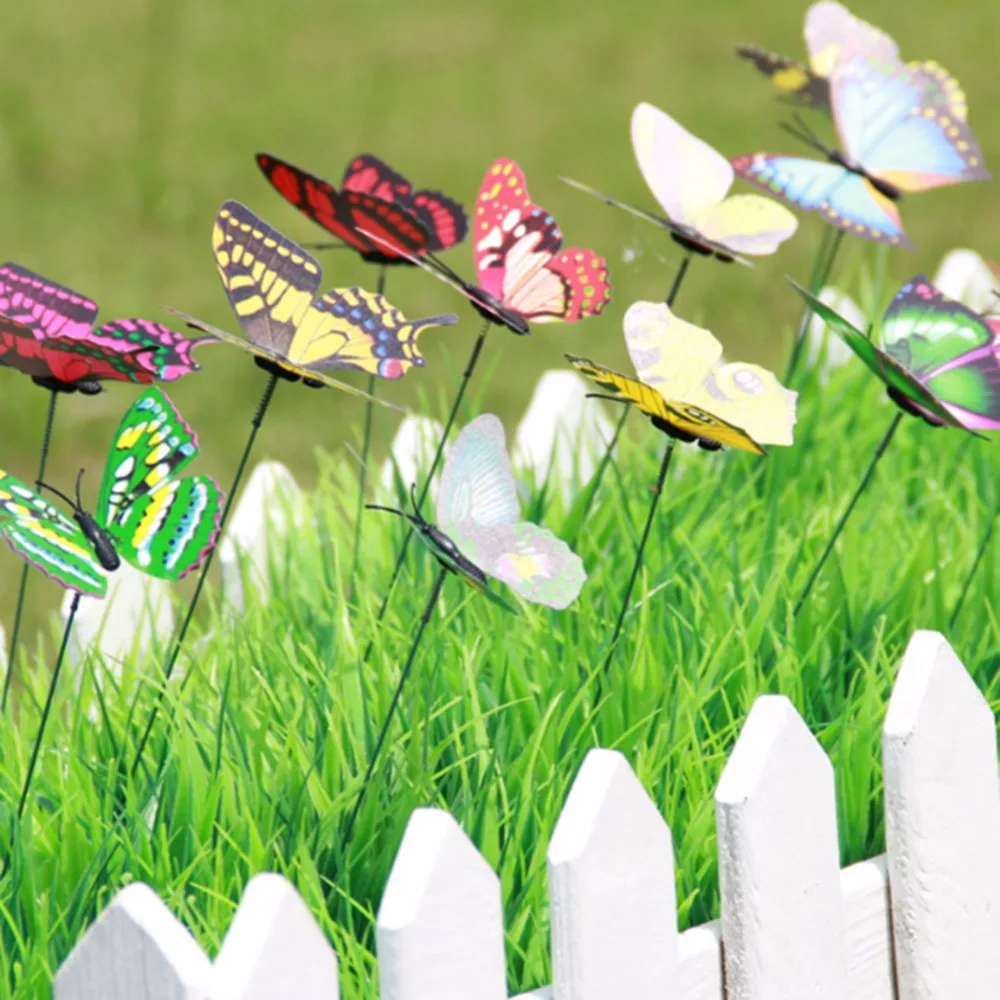 

5Pcs Colorful 3D Double Layer Butterfly On Sticks Home Yard Lawn Flowerpot Plant Decor Garden Ornament DIY Craft Drop Shipping