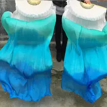 150 см вуаль из чистого шелка для танца живота, аксессуары для костюма, красочные складные веера Bambo, для восточных танцев, для детей и взрослых