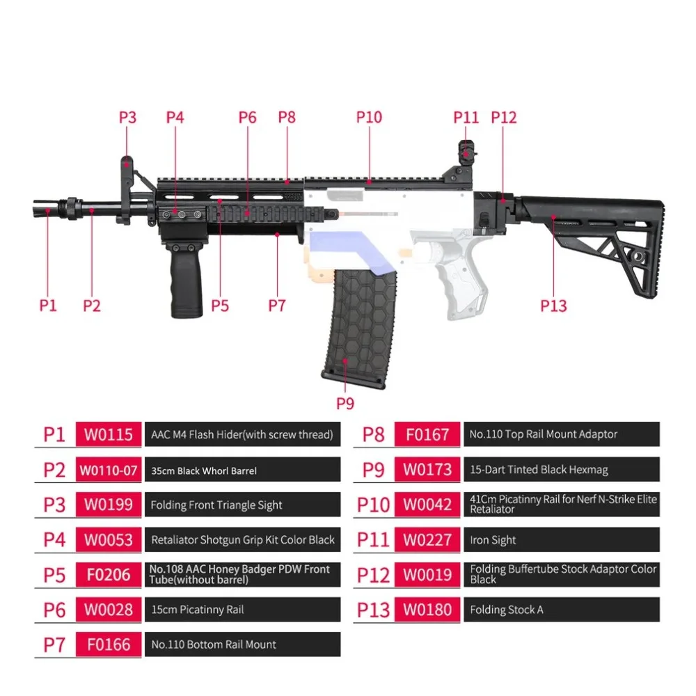 Рабочие комплекты M4, набор для костюмированной вечеринки, 13 предметов, имитация комплекта, 3D печать, высокопрочный пластиковый комбо для Nerf Stryfe, пистолет, модифицированные игрушки