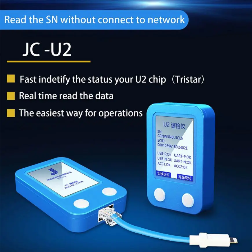 JC U2 чип Tristar тестер для IPhone Xs Max/Xs/XR/8 плюс/8/7 Plus/6 S Plus/6 S/6 Plus/6/5S