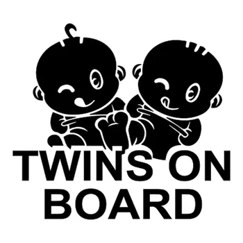 

15.2*13.7CM TWINS ON BOARD Car Styling Warning Mark Decal Cool Car Sticker Accessories Black/Silver C9-2355