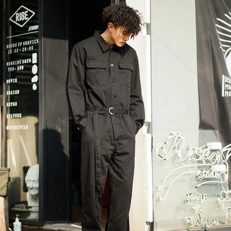 Высокое качество мужские свободные с длинным рукавом комбинезон бренд сафари карго брюки уличная работа костюм цельный комбинезон