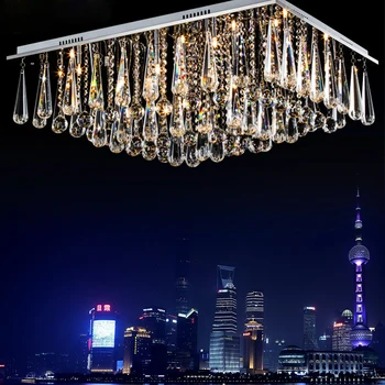 

Simple modern LED rectangular warm living room hall K9 microphone crystal lamp 1 m 1.2 headlights ceiling lamp led fixture lamps