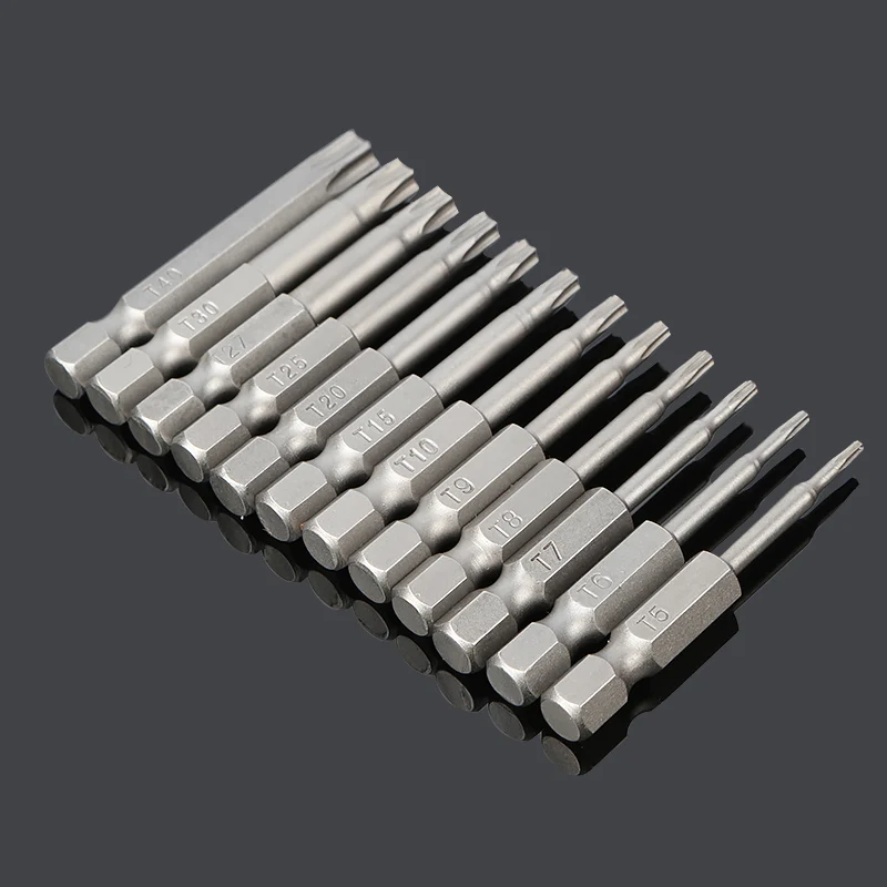 

12pcs 50mm Installed 50mm SEALS St5-t40 Torx Magnetic Plum Batch Head Screwdriver Bit Hollow hole Batch of chrome vanadium steel