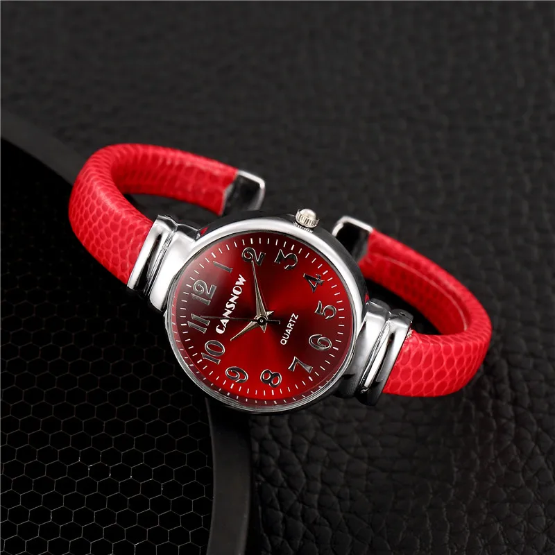 Роскошные Брендовые женские кварцевые часы с браслетом, новинка, стильные красные тонкие кожаные часы для часов, красивые часы, горячая Распродажа zegarek damski