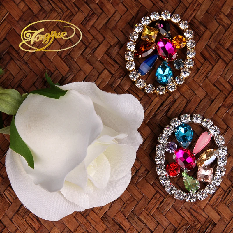 

1pcs/lot 4*5cm Glass Rhinestone Gold Base Flower Applique Crystal AB Crystals Rhinestones Applique For DIY Evening Dress