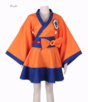 

Ainclu Hot Goku Costume Dragonball Son Goku Kakarotto Character"GO" Female Lolita Kimono Dress Anime Cosplay Costume Anime Dress