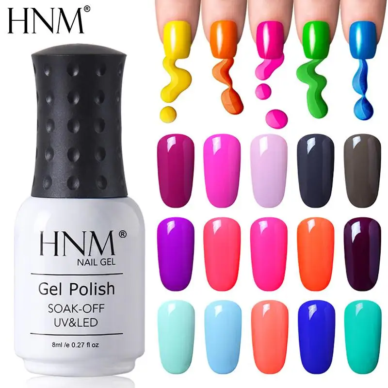  HNM  Solid Color UV Gel Nail Polish Semi Permanent Puer 