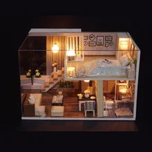 Миниатюрный Кукольный домик DIY деревянный кукольный дом мебель для квартиры Модель Строительный комплект мальчики игрушки для детей день рождения Рождественский подарок