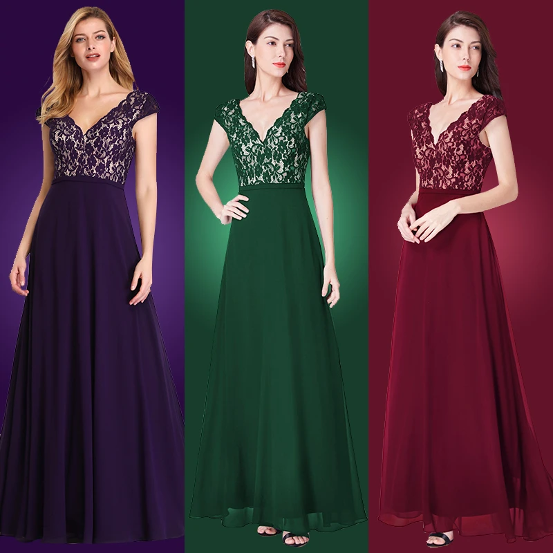 Ever Pretty Robe De Soiree 2020 длинные кружевные вечерние платья элегантные трапециевидные