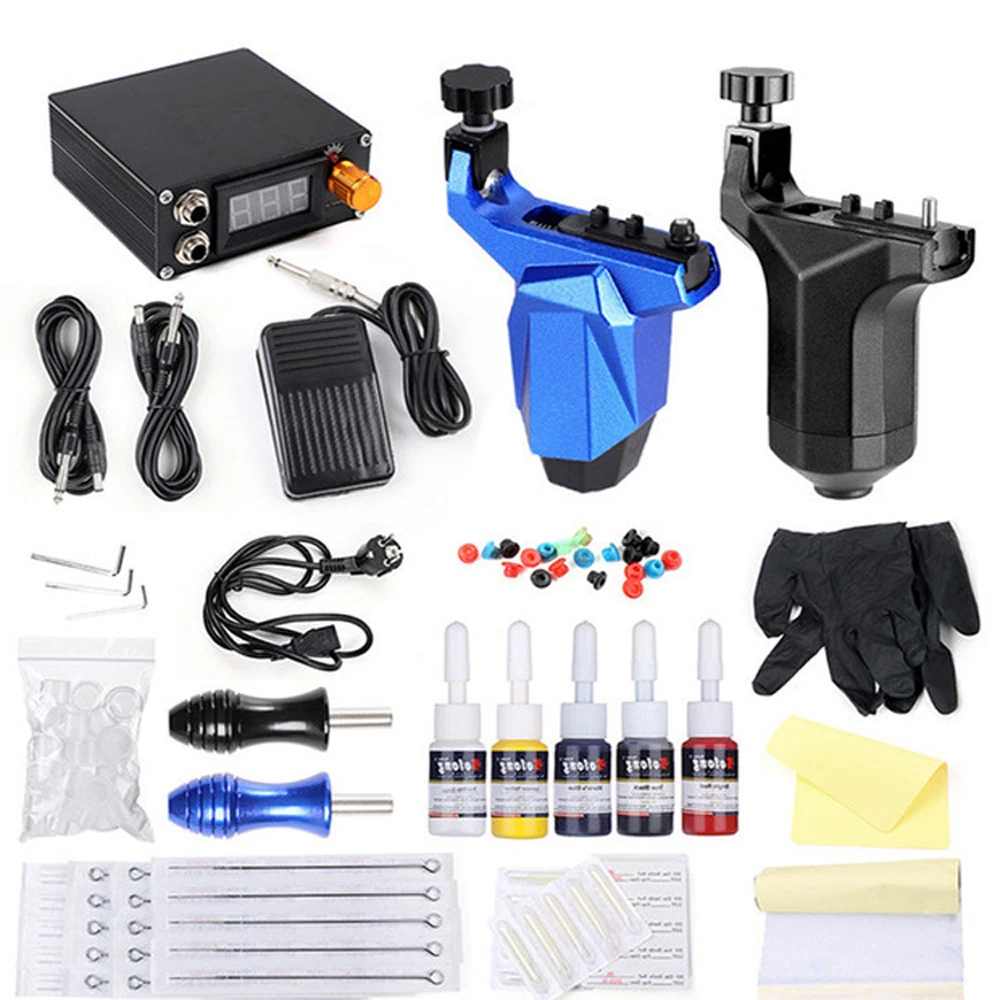 

Tattoo Machine Rotary Motor Kits Ink Set Motor Machine Permanent Makeup Users Starters Handle Needles Tattoo Gun Free shipping