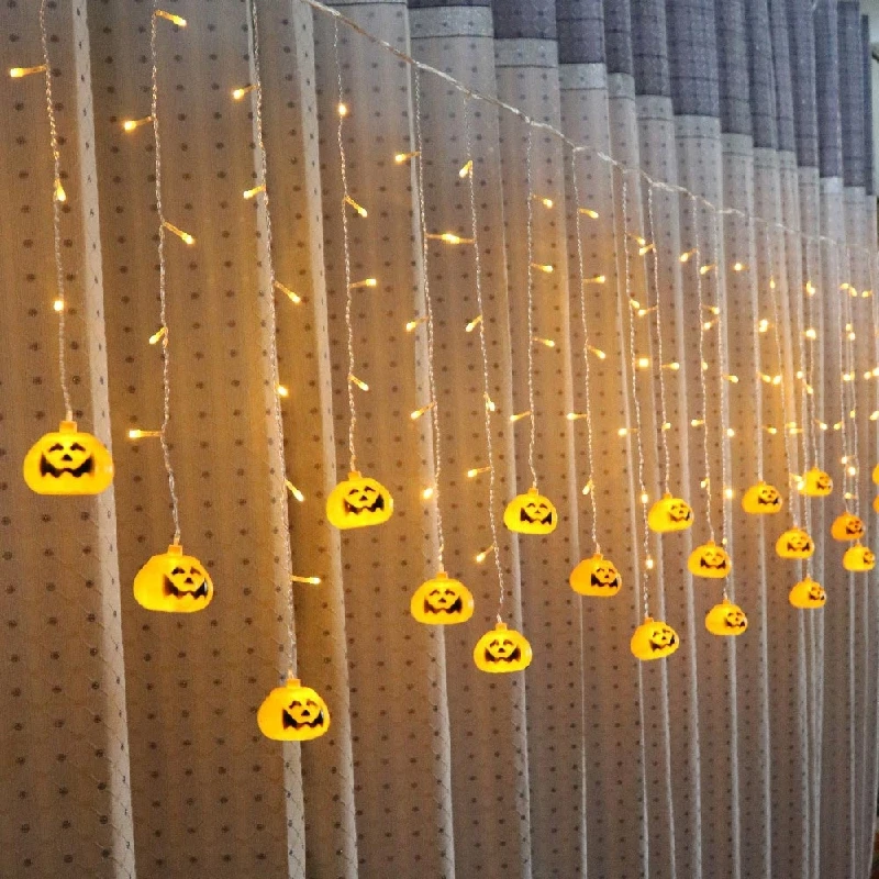 

SXZM 3.5M or 5M led curtain light AC220V Halloween decoration Pumpkin/Skull/Spider/Eye Fairy light for Party,Bakcdrops,patio