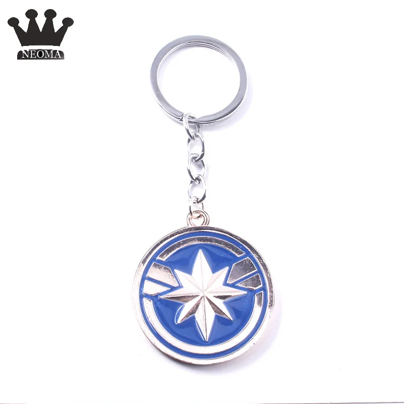

2019 New Captain Marvel Series Keychain Avengers 4 Bule Enamel Badges Charm Key Chain Accessries