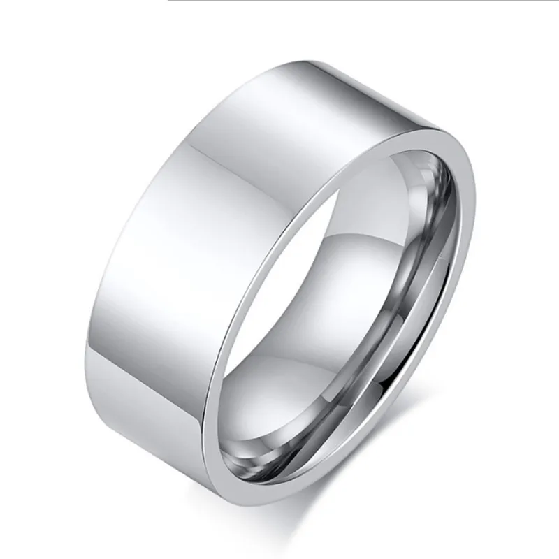 8mm Classic Wide Chunky Ring for Men Gold Color Silver Color Black Stainless Steel Male Ring Alliance Wedding Jewelry