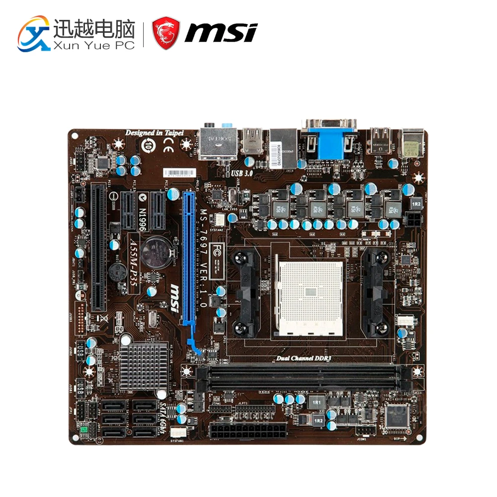 

MSI A55M-P35 Desktop Motherboard A55 Socket FM1 DDR3 SATA2 USB2.0 Micro ATX